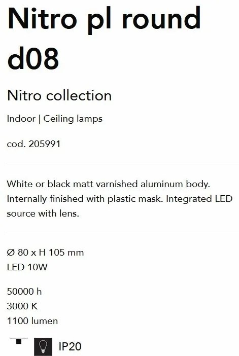 Spot LED aplicat modern Nitro pl round d08 BIANCO