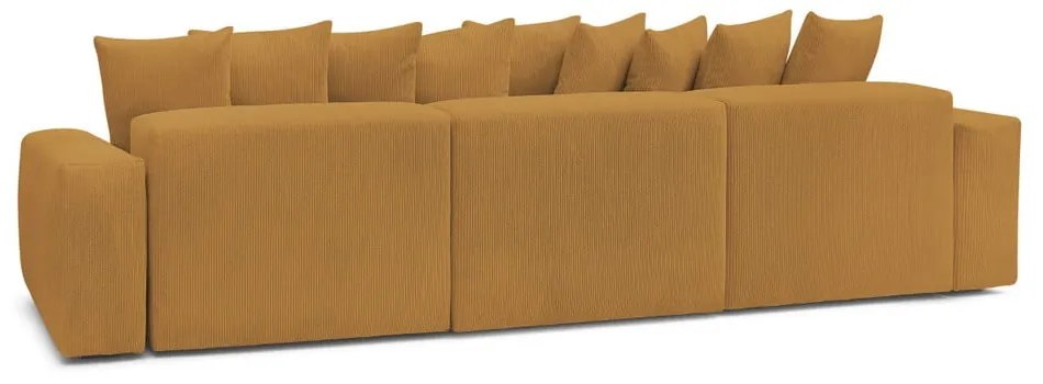 Colțar galben muștar cu tapițerie din catifea reiată Voltaire – Bobochic Paris