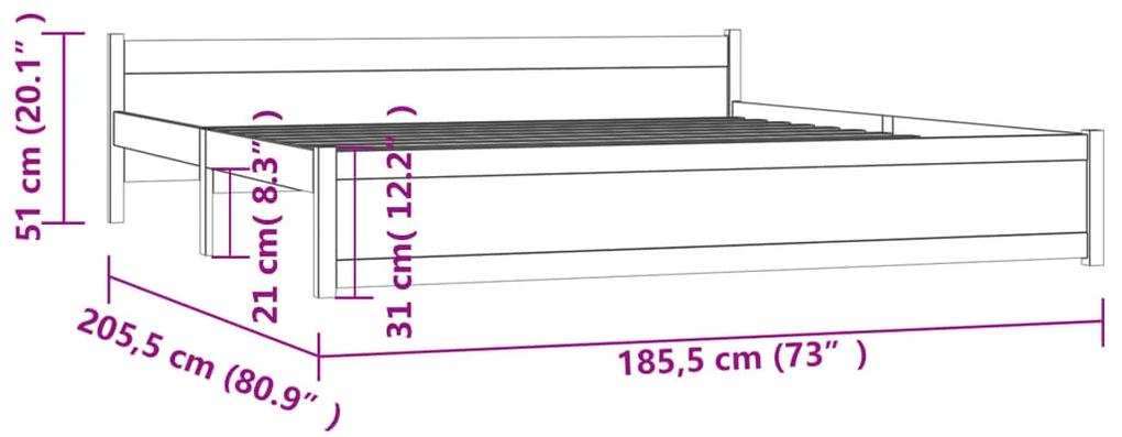 Cadru de pat Super King 6FT, 180x200 cm, gri, lemn masiv Gri, 180 x 200 cm