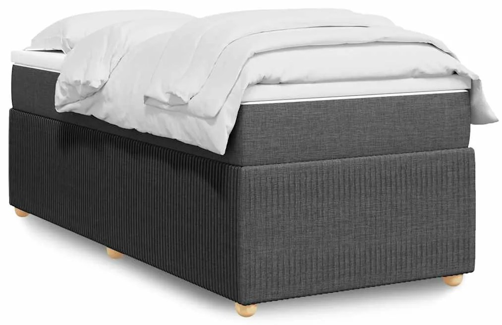 vidaXL Pat box spring cu saltea, gri închis, 80x200 cm, textil
