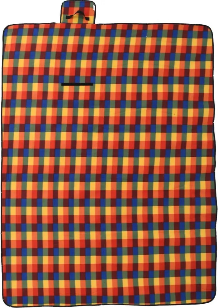 vidaXL Pătură picnic pliabilă, carouri multicolor, 200x150 cm catifea