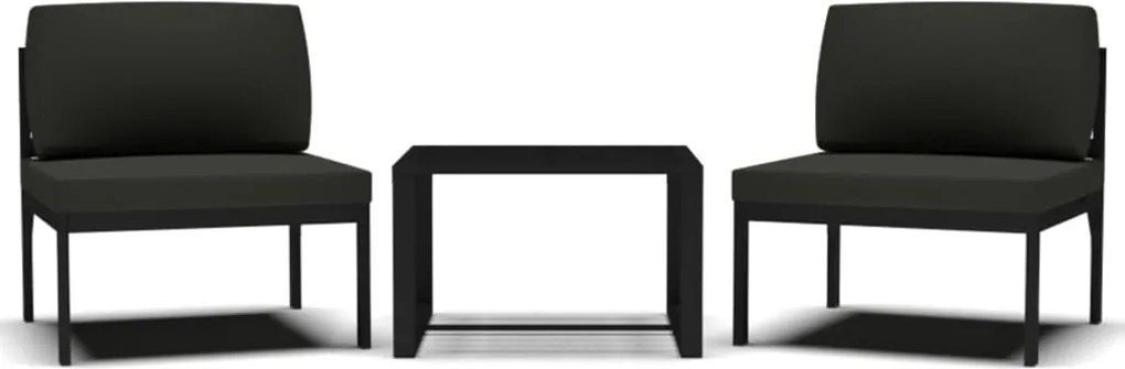 vidaXL Set canapele de grădină cu perne, 3 piese, antracit, aluminiu