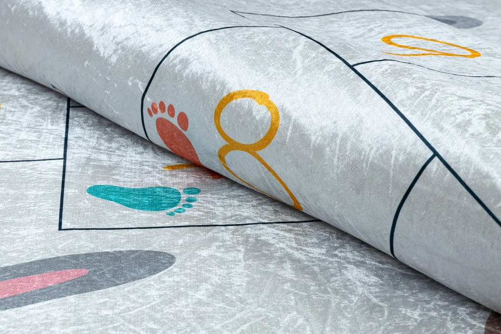 BAMBINO 43092 covor lavabil Animale, hopscotch pentru copii anti-alunecare - gri / galben