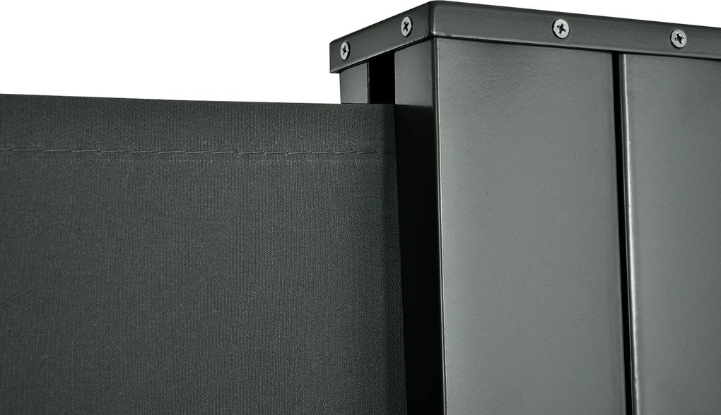 Outsunny Perdea Laterală Retractabilă cu Mâner, Paravan din Metal și Poliester 180 g/m², Anti-UV, pentru Intimitate Exterior, pentru Balcon Grădină, 600x180 cm, Gri | Aosom Romania