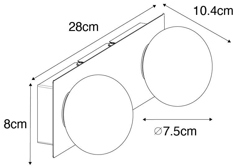 Aplică aurie 28 cm IP44 cu 2 lumini cu întrerupător - Cederic