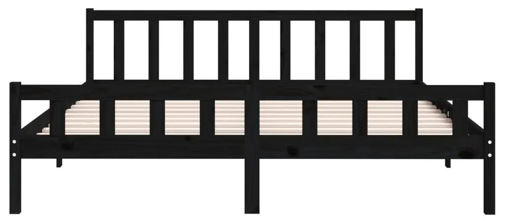 Cadru de pat, negru, 200x200 cm, lemn masiv Negru, 200 x 200 cm