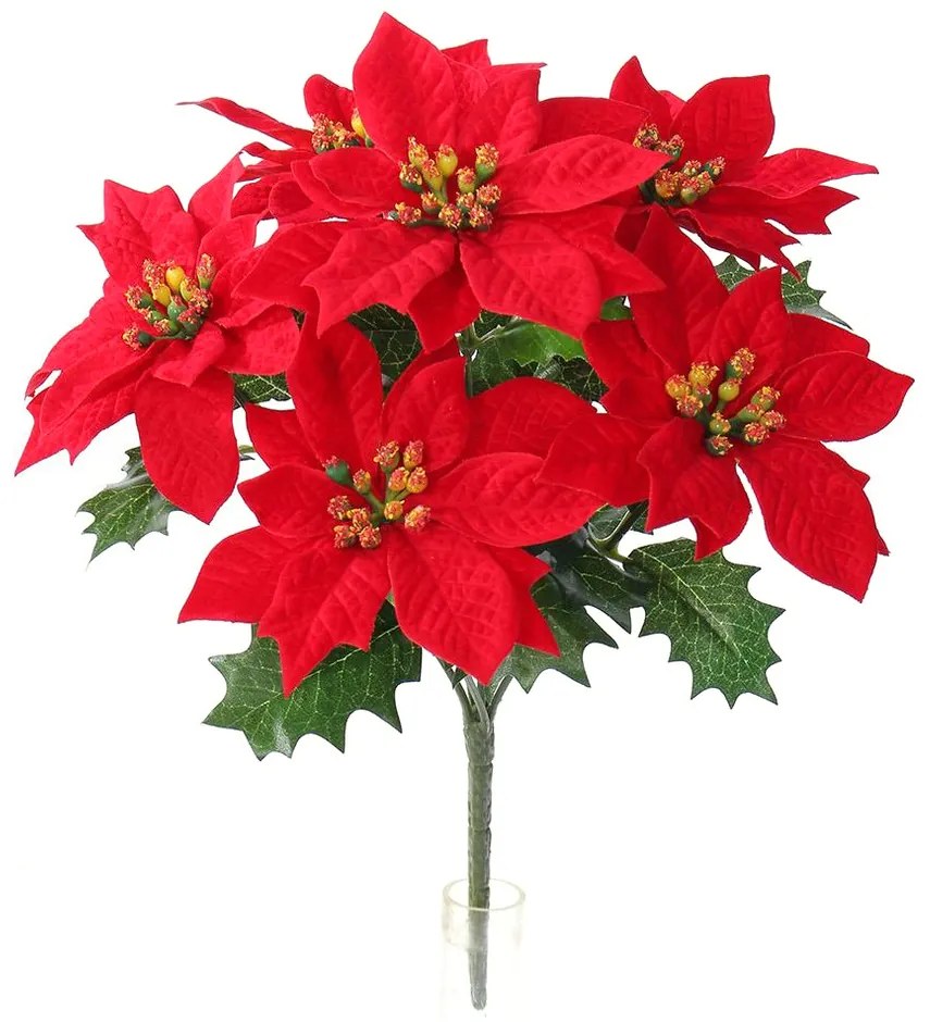 Poinsettia artificială, de Crăciun, roșu, 30 cm