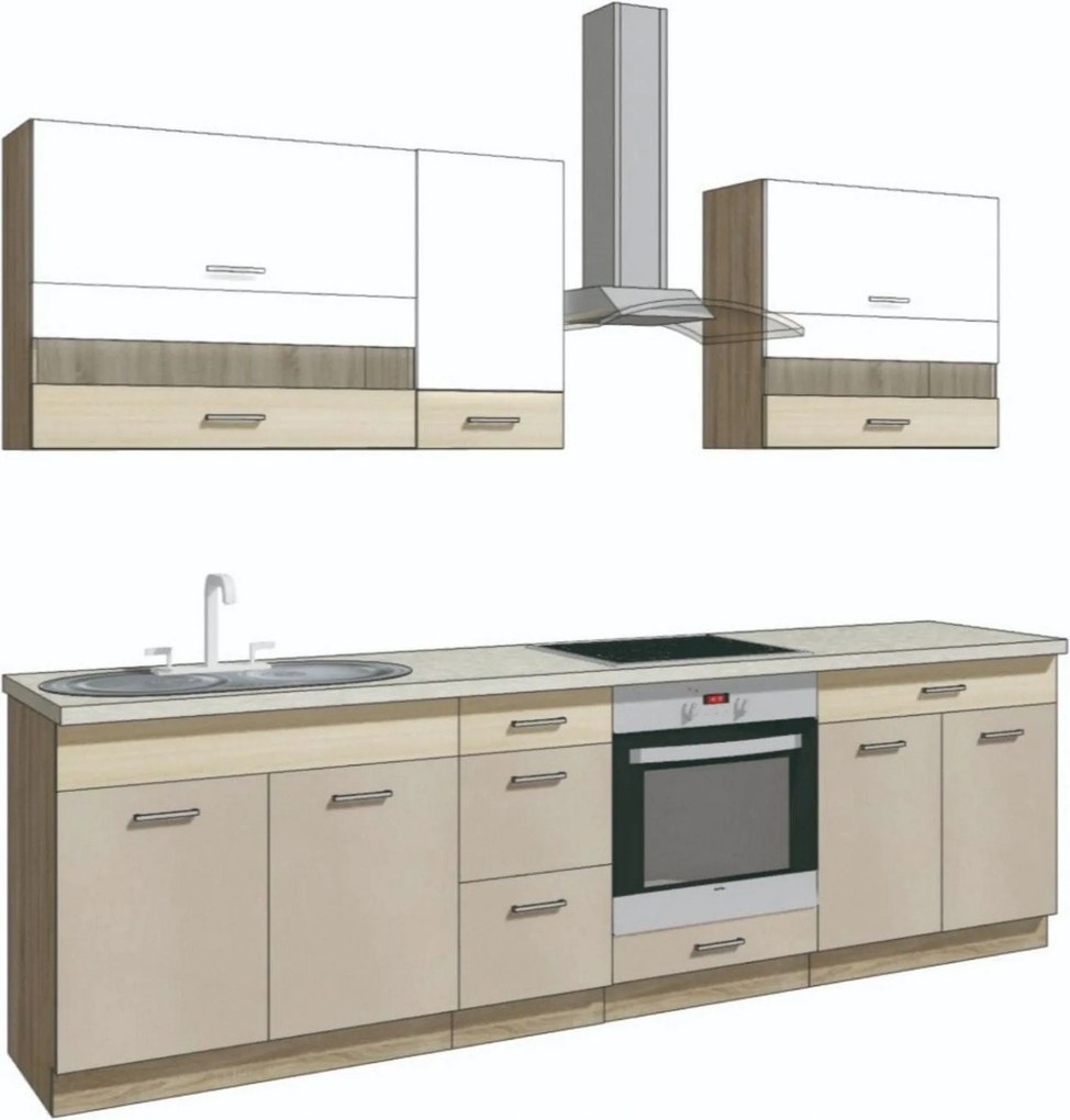 Set bucatarie PREMIO C, carcasa stejar sonoma/fronturi cappuccino si a
