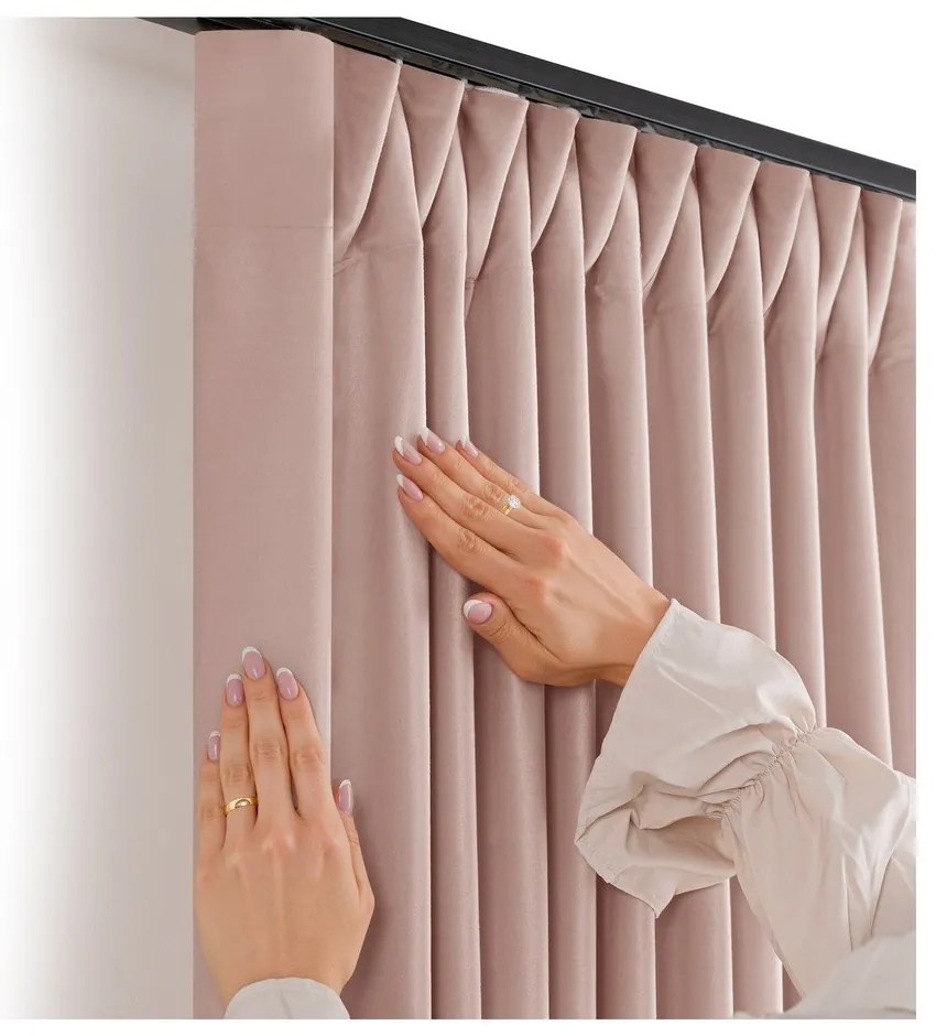 Draperie roz-deschis dimout (semi-opacă) din catifea 400x270 cm Velto – Filumi