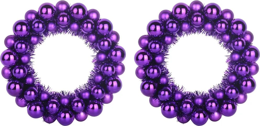 vidaXL Coronite cu bile de Craciun 2 pcs Violet 33 x 33 x 7 cm