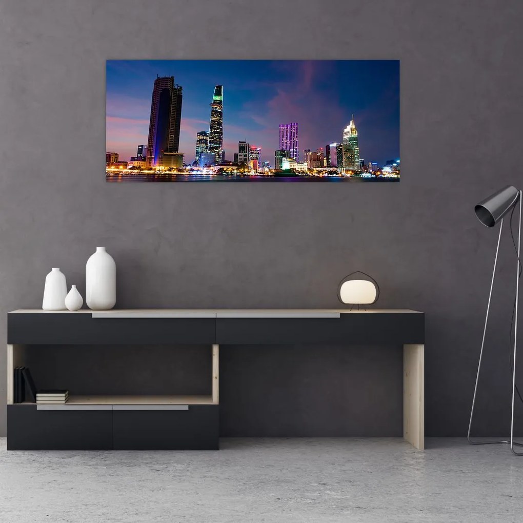 Tablou orașului nocturn (120x50 cm)