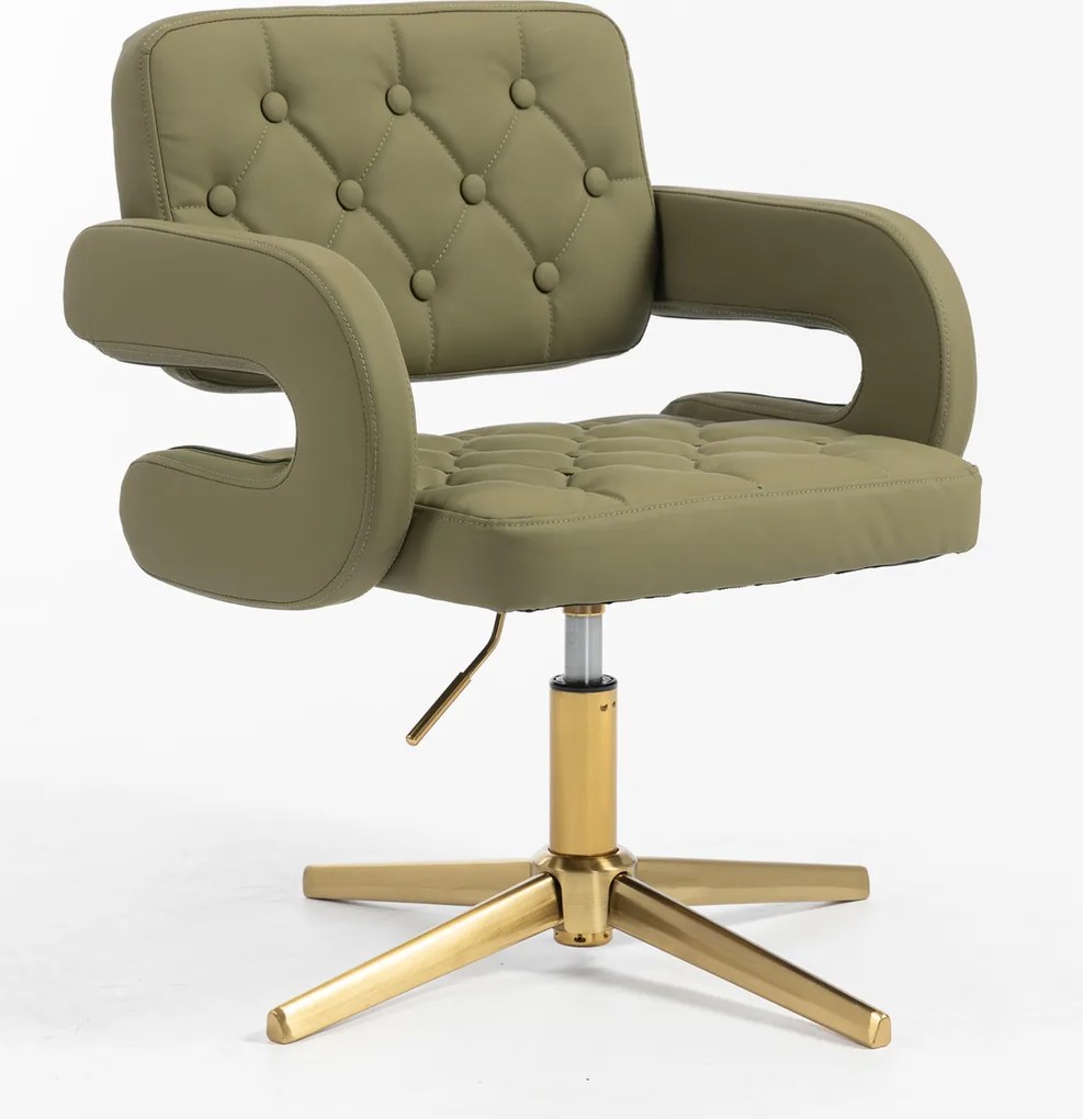 HR8403CROSS Scaun Khaki Piele Ecologica Premium Soft cu Bază Aurie