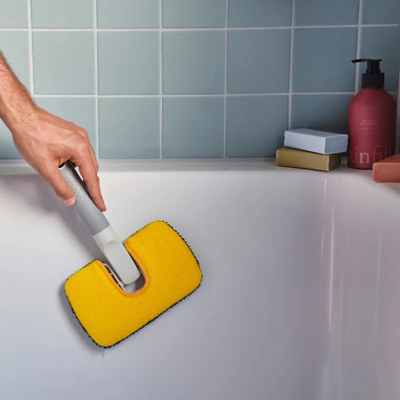 Mop diferite suprafete 2in1 Joseph Joseph CleanTech 6500012, 18,5 cm, Maner cu prindere moale, Gri/Galben