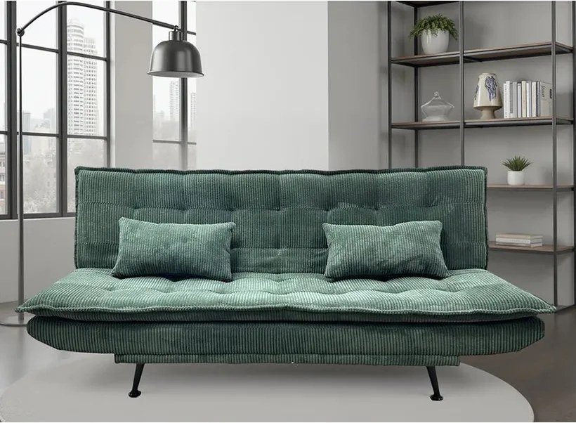 Canapea extensibila, Catifea Raiata Verde JAZZ 195cm