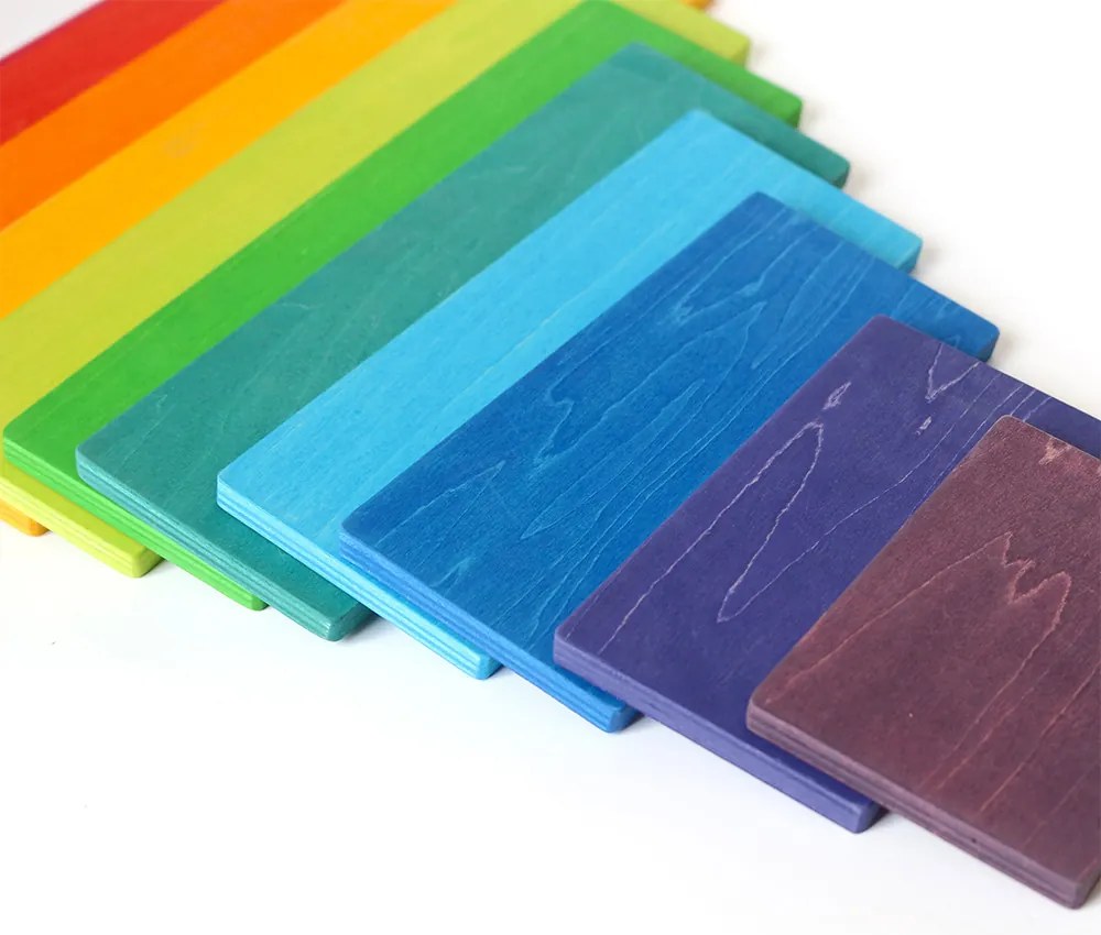 Jucărie de construcție Montessori din lemn cu model curcubeu