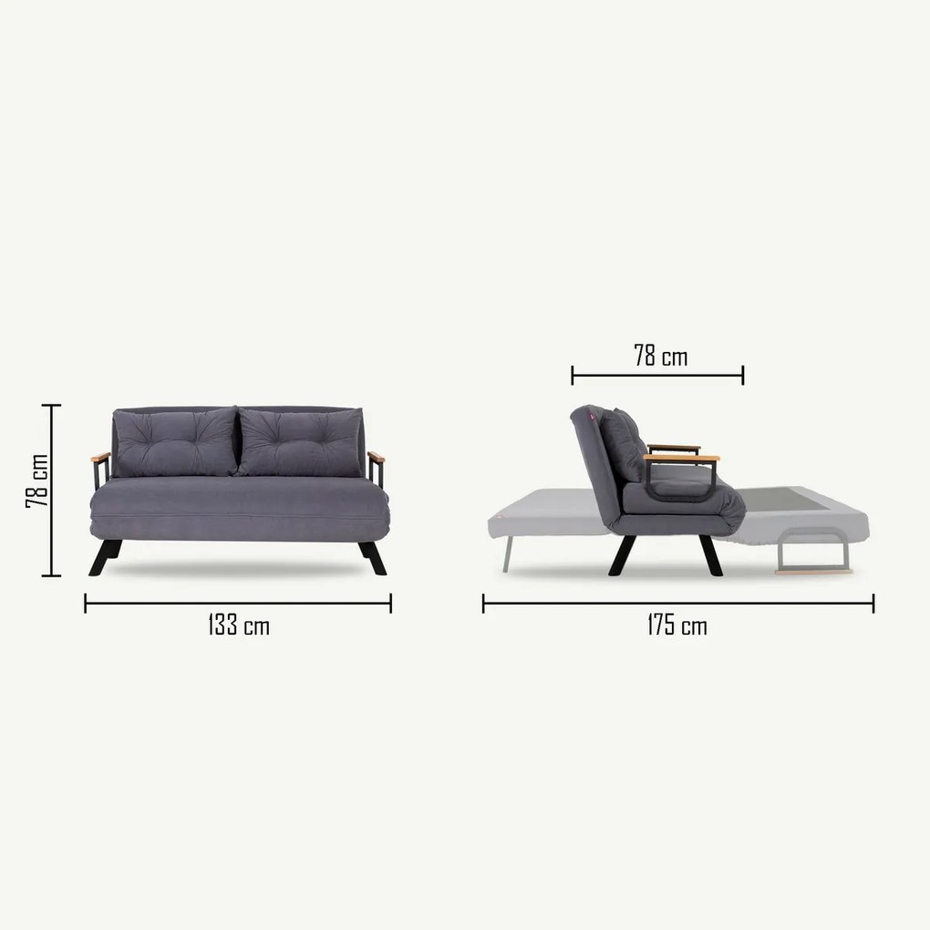 Canapea extensibilă Sando 2 Grey