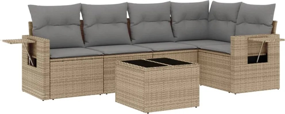 vidaXL Set canapele de grădină cu perne, 6 piese, bej, poliratan