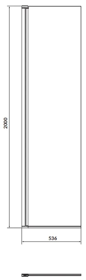 Paravan dus mobil 50x200 cm sticla securizata, profil negru pentru cabina dus walk-in Cersanit Mille 500x2000 mm, Negru mat