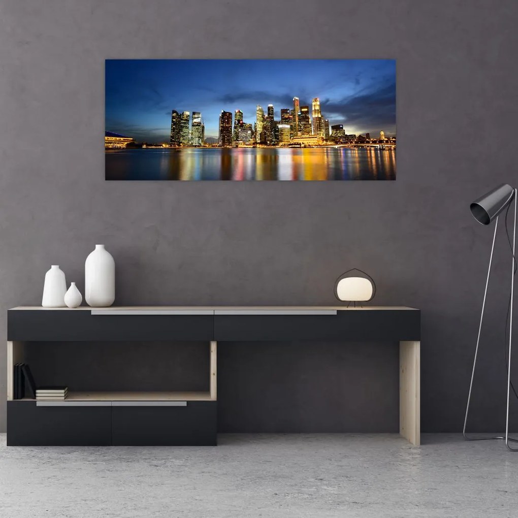 Tablou cu orașul nocturn (120x50 cm)