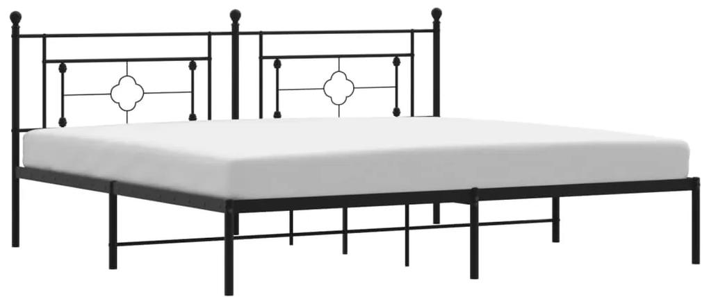 374346 vidaXL Cadru de pat metalic cu tăblie, negru, 200x200 cm