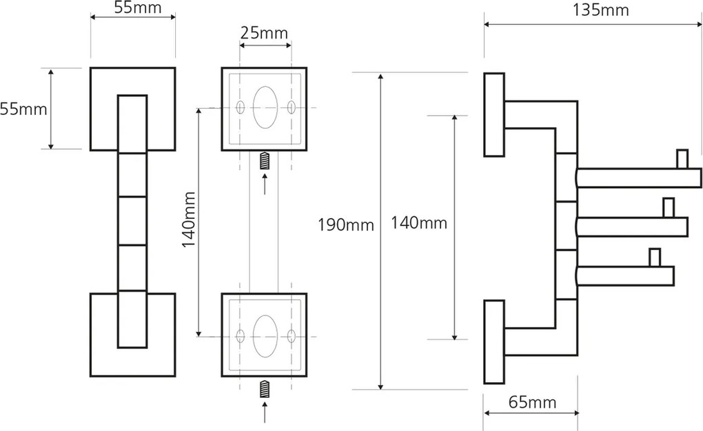 Suport triplu pivotant SAPHO XQ204 X-Square, crom