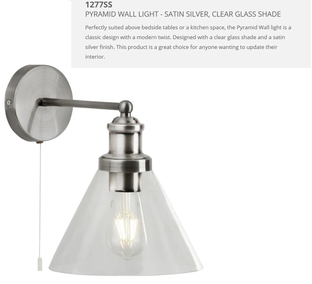 Aplica de perete design clasic Pyramid silver satin 1277SS SRT
