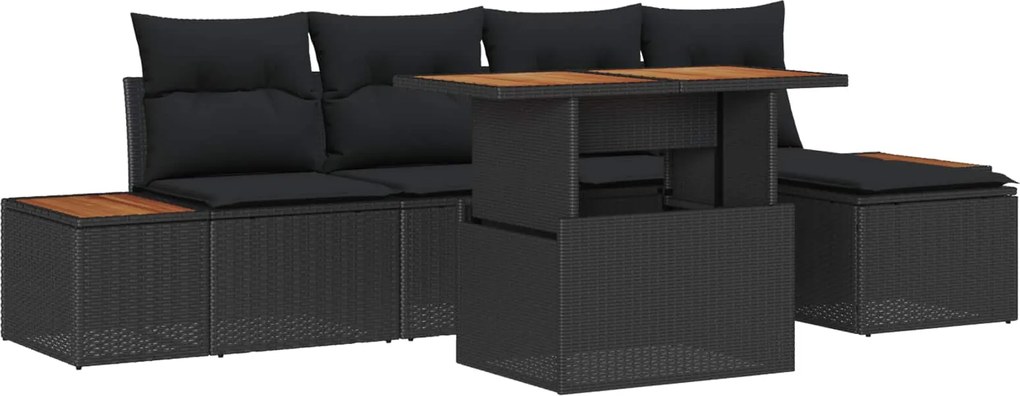 vidaXL Set de canapele pentru grădină 6 pcs Negru Rattan poli