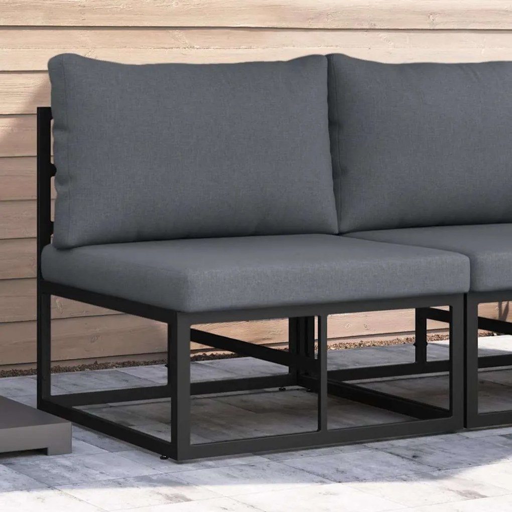vidaXL Mobilier pentru Exterior cu pernă cu pernă Negru Aluminiu