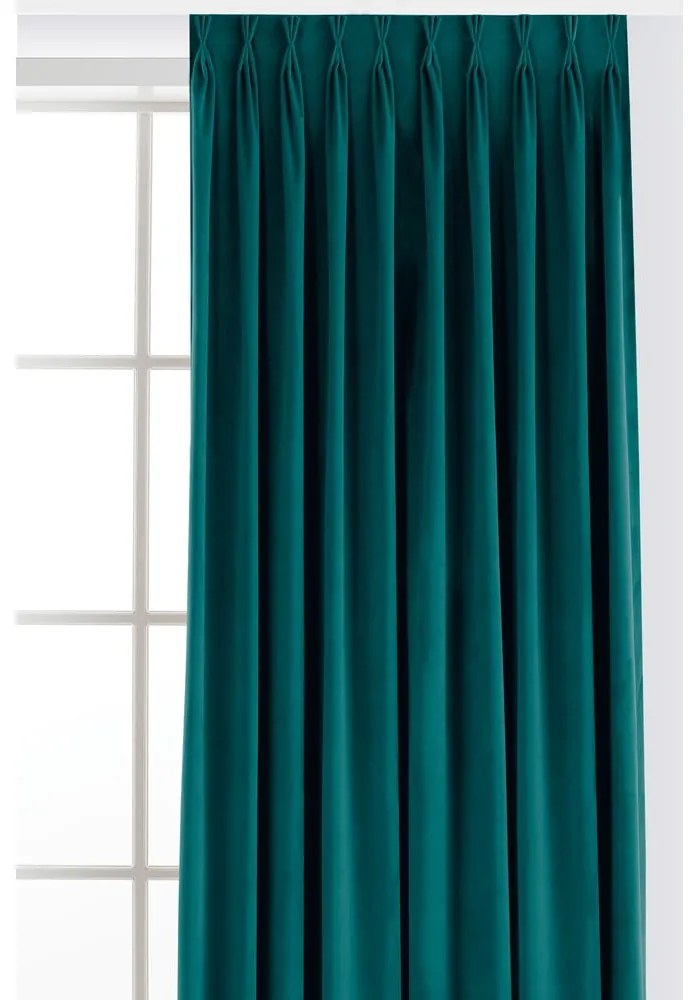 Draperie în culoarea petrolului dimout (semi-opacă) din catifea 400x250 cm Velto – Filumi