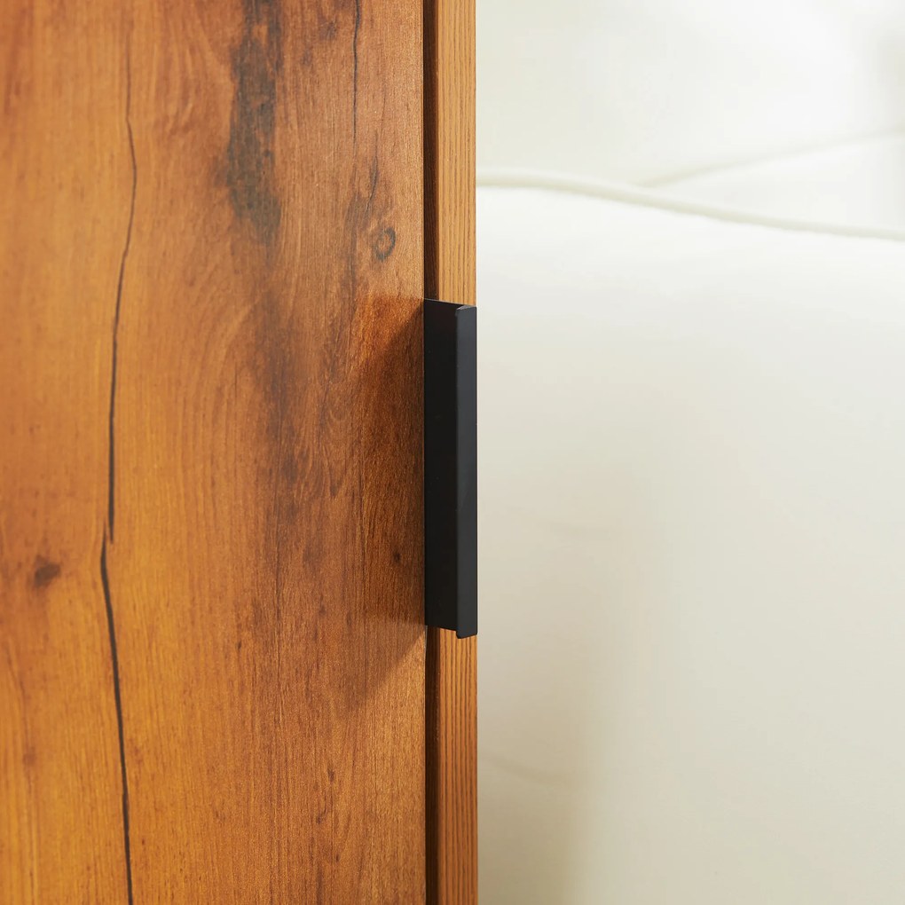 HOMCOM Masa de consolă în design industrial, masă laterală, bufet, 1 dulap, Maro + Negru | Aosom Romania