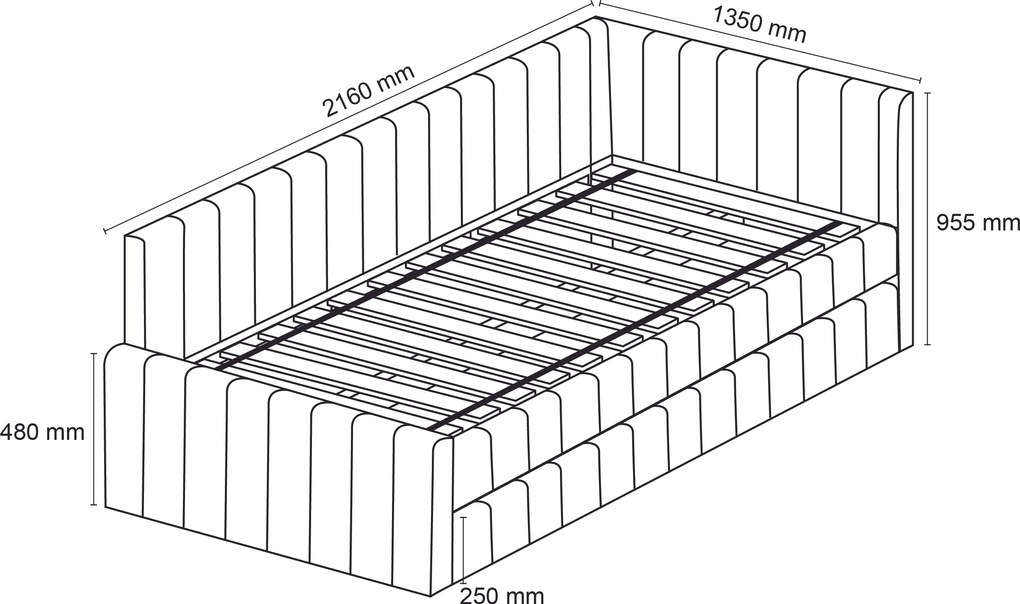 Reducere Pat tapițat COMFINO VELVET cu pat suplimentar 120x200 cm roz clasa a II-a