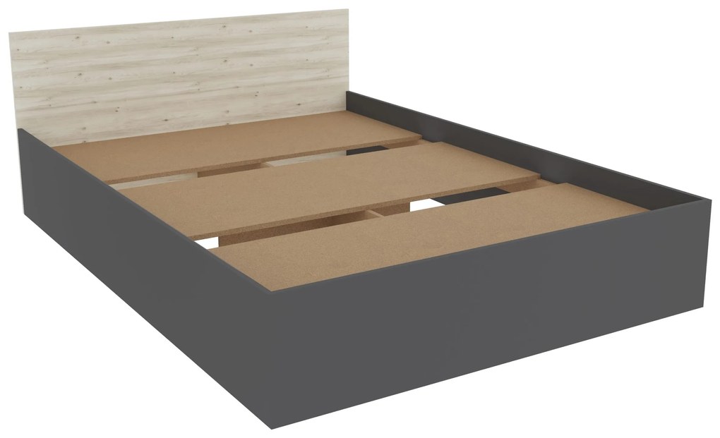 Set dormitor Malmo V9, Pat 200 x 140 cm, Stejar Alb/Antracit