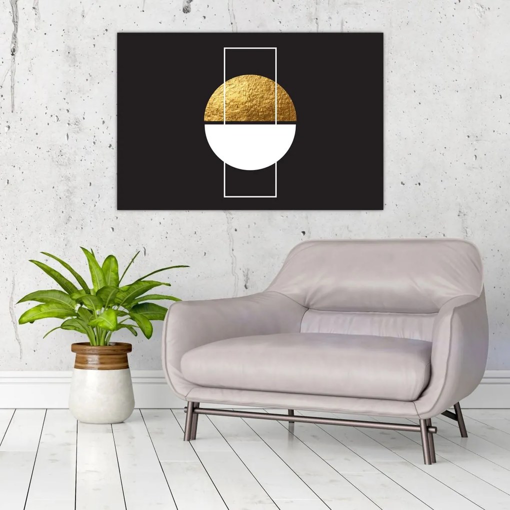 Tablou - Abstracție de aur și negru N⁰1 (90x60 cm)