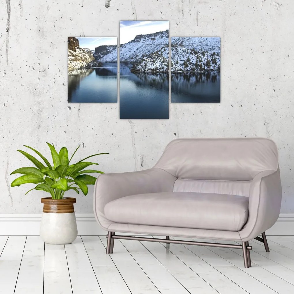 Tablou - peisaj de iarnă cu lac (90x60 cm)