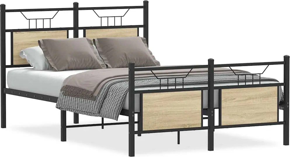 vidaXL Cadru pat fără saltea stejar sonoma 120x190 cm, lemn prelucrat