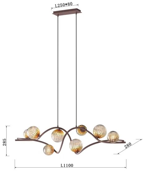 Lustră pe cablu ONLI FRIDA 8xG9/10W/230V cupru