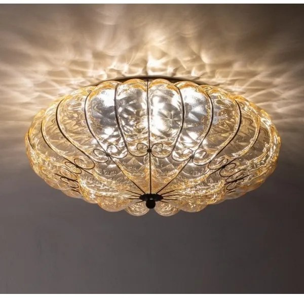 Plafonieră SIRU SOLE 3xE14/40W/230V d. 31 cm bej/crom sticlă venețiană