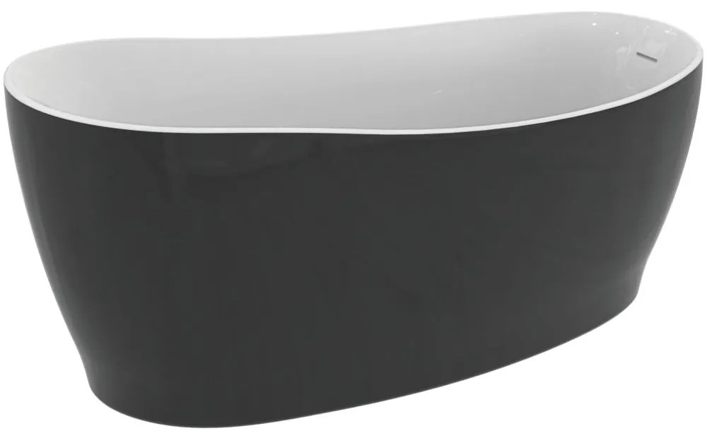 Cada freestanding asimetrica 180x85 cm, alb lucios negru lucios Alb/Negru lucios