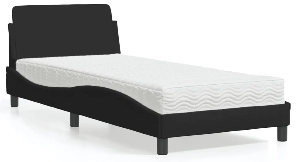 vidaXL Pat cu saltea, negru, 80x200 cm, textil