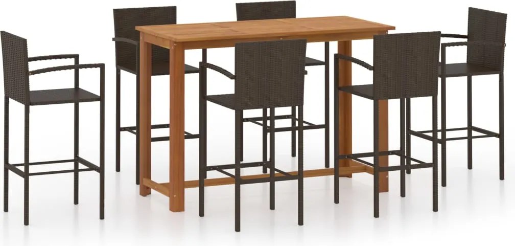 vidaXL Set mobilier bar de grădină, 7 piese, maro
