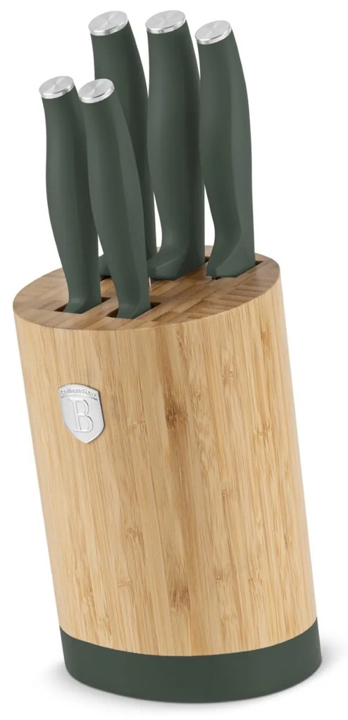 Set cutite 6 piese, cu suport bambus Green Matte Collection Berlinger Haus BH 2757