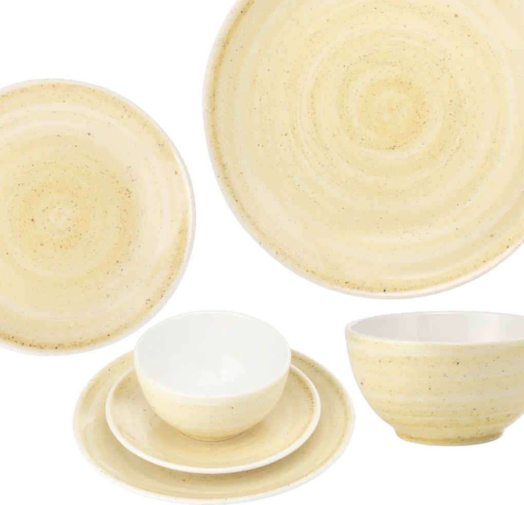 Set 3 Piese Tera Celis Galben-Ocru ( Farfurie Mare 26cm, Farfurie Mica 21cm, Bol 450ml )