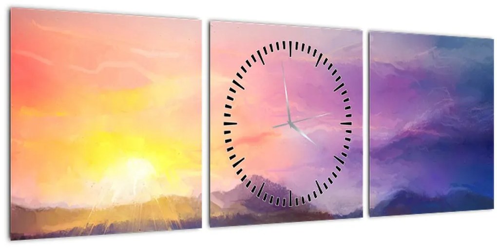 Tablou - Răsărit (cu ceas) (90x30 cm)