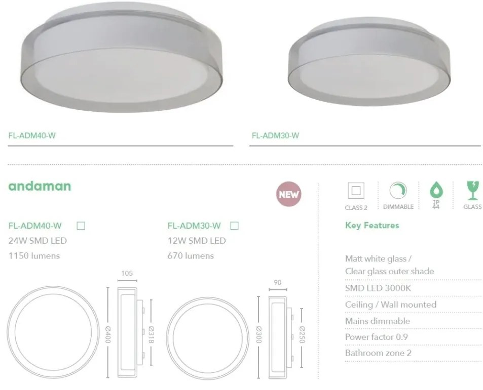 Plafoniera LED baie IP44 Andaman 24W