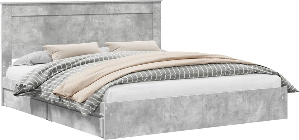 vidaXL Pat cu storage Gri din beton 200 x 200 cm Lemn compozit