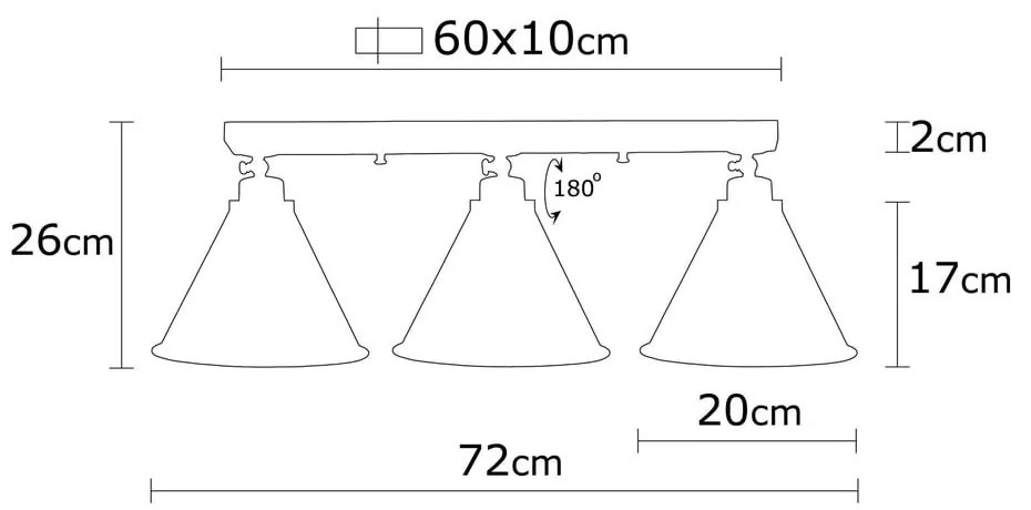 Plafonieră de 3 becuri Opviq lights Berceste Short, negru