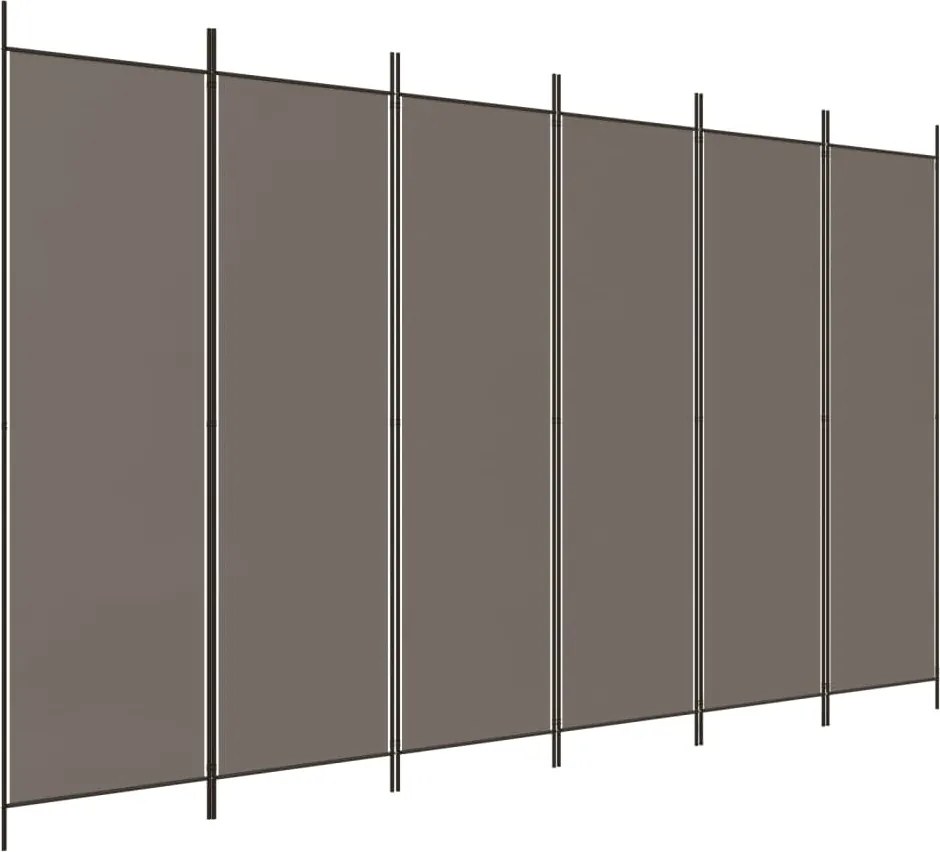 vidaXL Paravan de cameră cu 6 panouri, antracit, 300x220 cm, textil