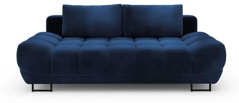 Canapea extensibilă cu 3 locuri și tapițerie de catifea Windsor &amp; Co Sofas Cirrus, albastru închis