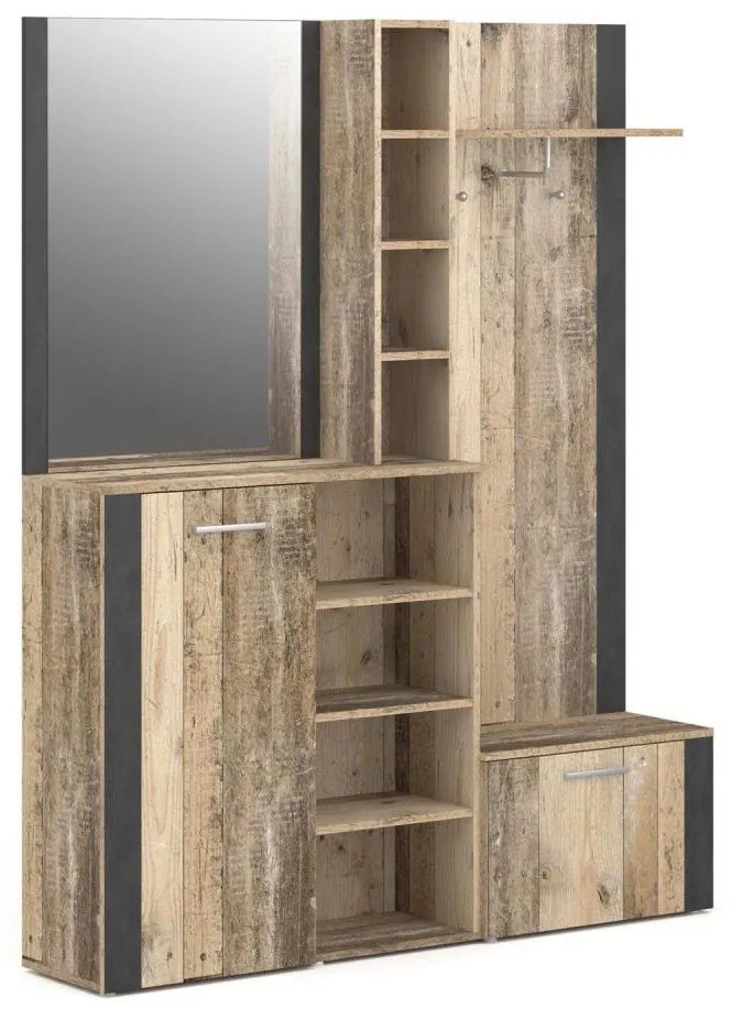 Panou de hol cu oglindă KEVIN, maro/negru