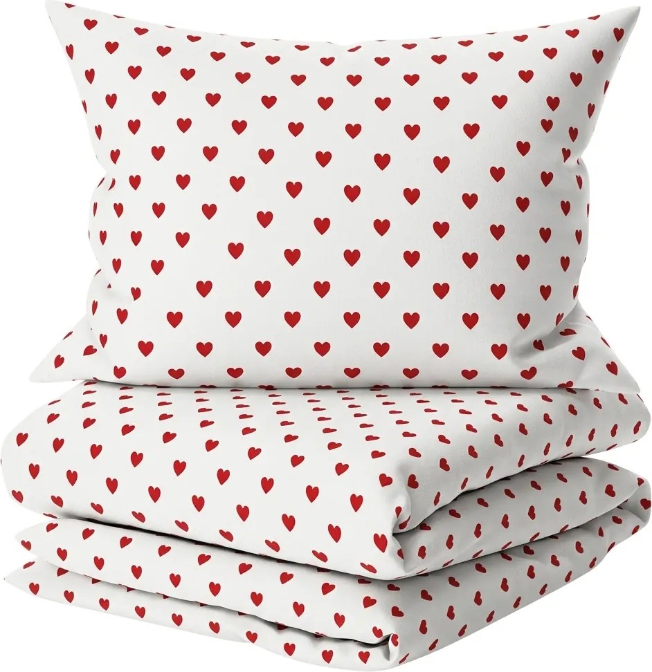 Lenjerie de pat din bumbac HEARTIS RED albă Dimensiune lenjerie de pat: 70 x 80 cm | 140 x 200 cm